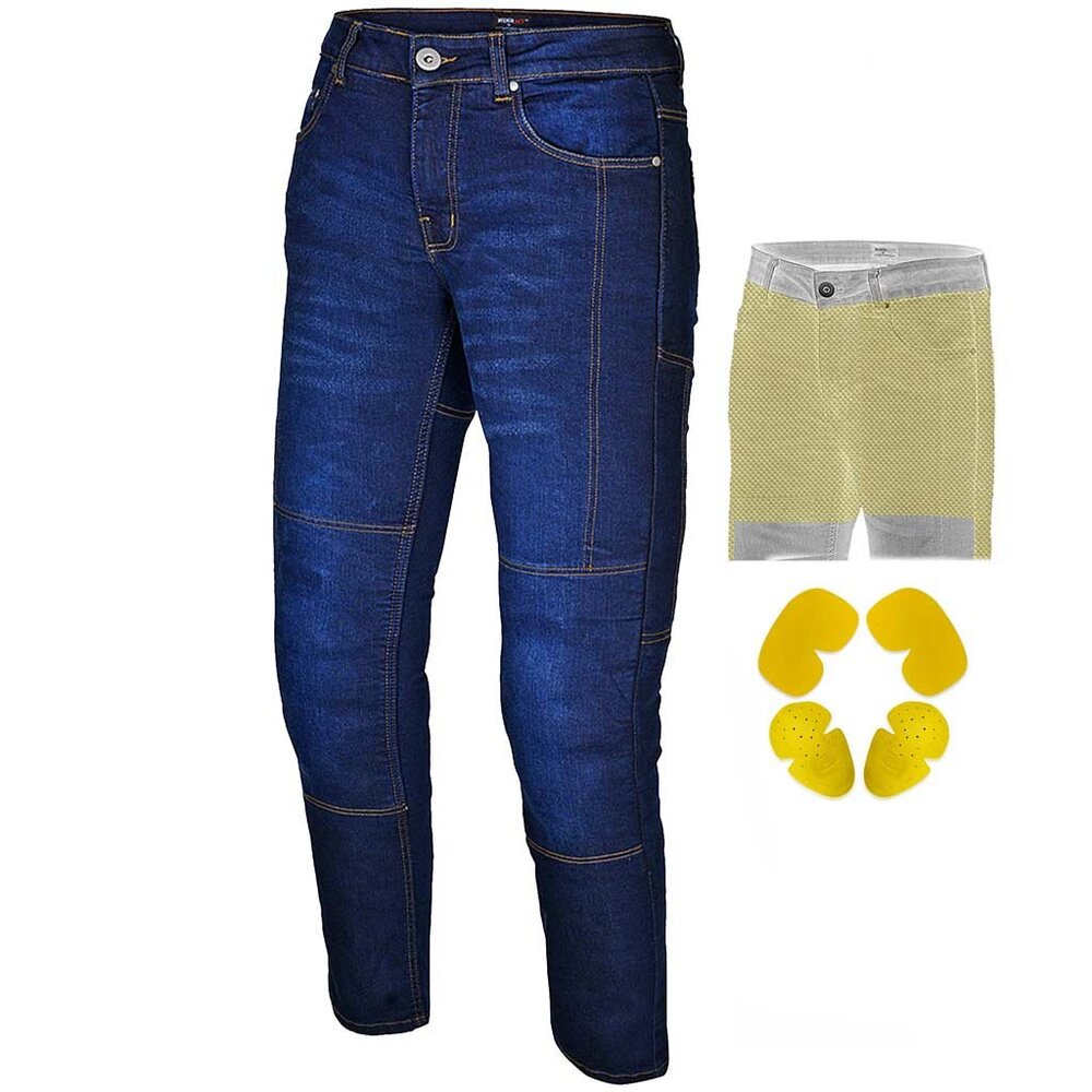 RIDERACT® Men Dark Blue Pant With CE Armors Casual Biker Denim Jeans NEW - Picture 2 of 9